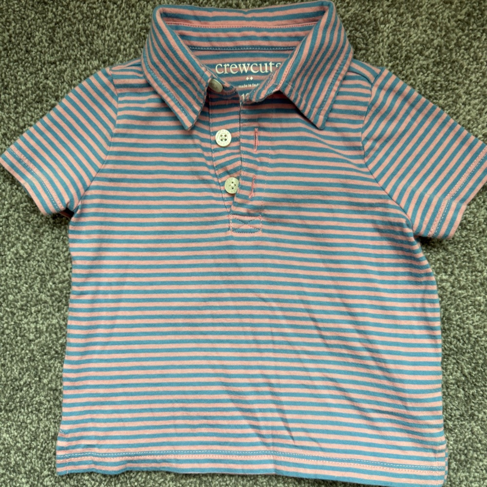Crewcuts Striped Polo in Pink and Blue